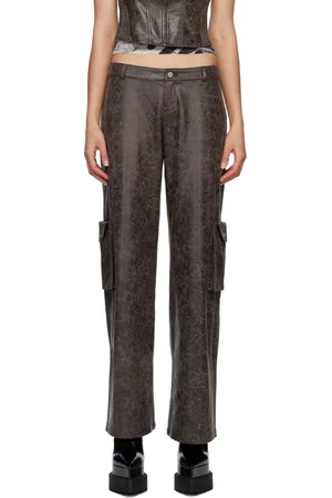 Miaou Brown Elias Faux-Leather Trousers