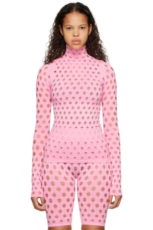 Maisie Wilen Pink Perforated Turtleneck