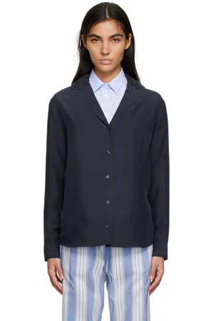 Totême Navy Notched Lapel Shirt