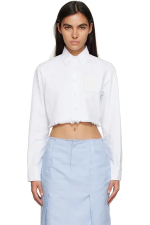 RAF SIMONS White Cropped Denim Shirt