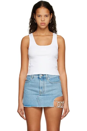 GCDS White Scoop Neck Tank Top