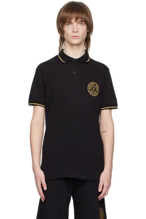 VERSACE Men Polo Shirts - Black V-Emblem Polo