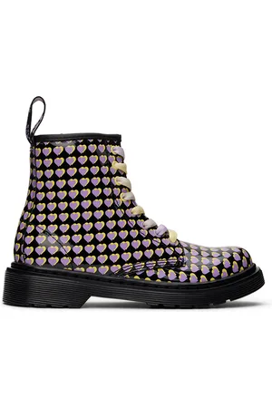 Dr. Martens Boots - Kids Black 1460 Heart Printed Big Kids Boots