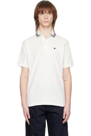 Emporio Armani Men Polo Shirts - White Embroidered Polo
