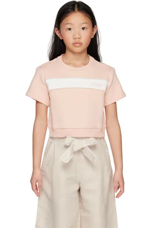 Chloé T-shirts - Kids Pink Lace Trim T-Shirt