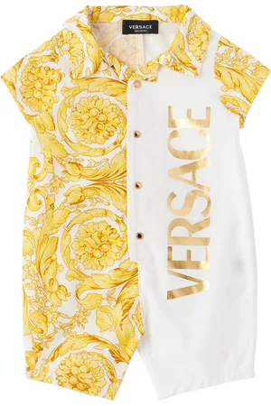 VERSACE Rompers - Baby White & Yellow Barocco Bodysuit