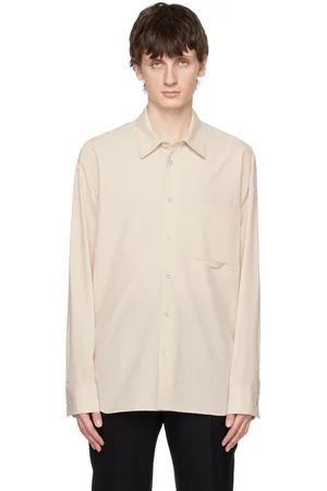 Solid Beige Embroidered Shirt