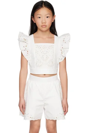 Chloé Kids Off-White Ruffled Top