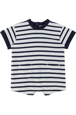 Petit Bateau Rompers - Baby Navy & White Striped Romper