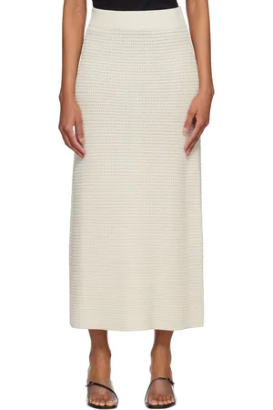 Loulou Studio Off-White Manta Midi Skirt