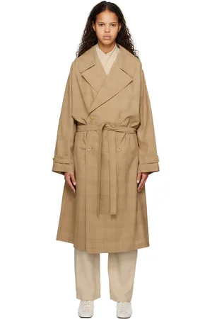 LEMAIRE Women Trench Coats - Beige Double-Breasted Trench Coat