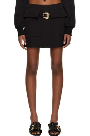 VERSACE Black Baroque Buckle Miniskirt
