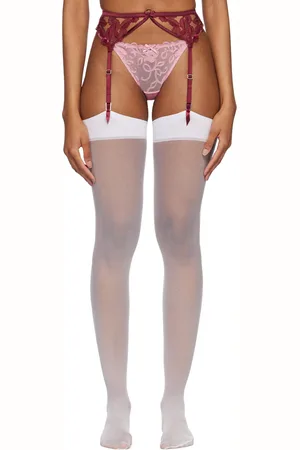 FLEUR DU MAL Burgundy Rose Embroidery Garter Belt