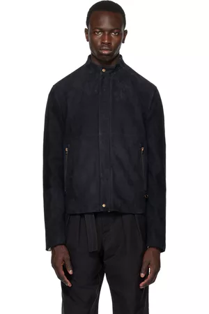 Agnona Navy Zip Leather Jacket