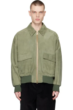 Paul Smith Men Leather Jackets - Green Flap Pocket Leather Jacket