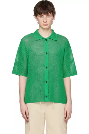 Solid Green Spread Collar Shirt