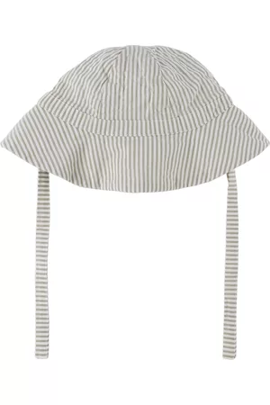Petit Bateau Hats - Baby Gray & White Striped Bucket Hat