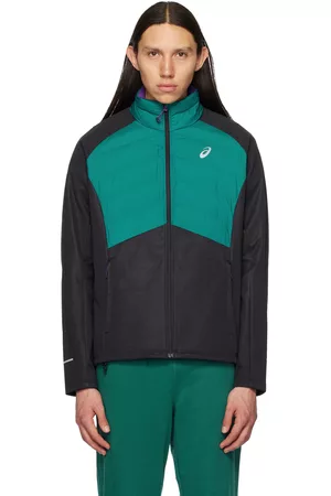 Asics Men Fleece Jackets - Green & Black Winter Run Jacket