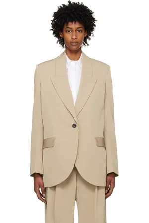 Gia Studios Beige Peaked Lapel Blazer
