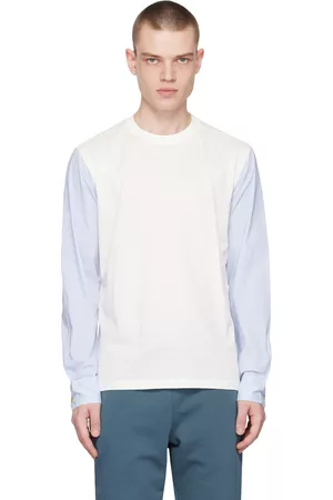Paul Smith Men Long Sleeve - White Paneled Long Sleeve T-Shirt