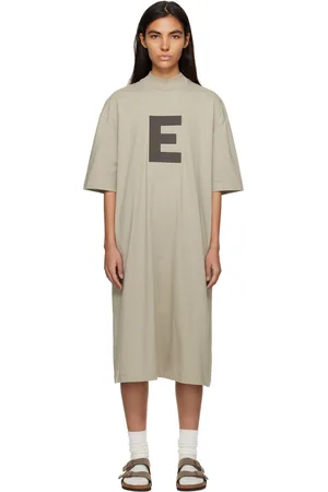Essentials Women Midi Dresses - Gray Short Sleeve Midi Dress