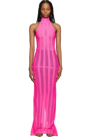 FAL-ASH Pink Lasercut Maxi Dress