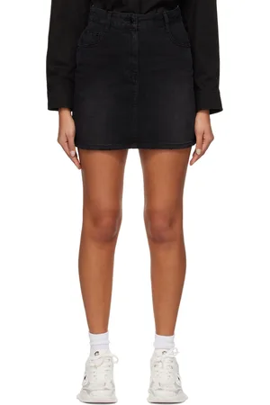 JUUN.J Black Distressed Denim Miniskirt