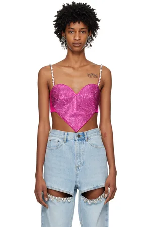 AREA Pink Crystal Heart Camisole