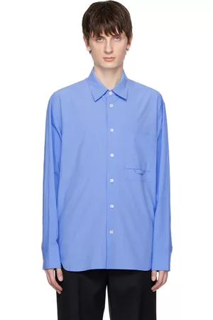 Solid Men Shirts - Blue Embrodiered Shirt