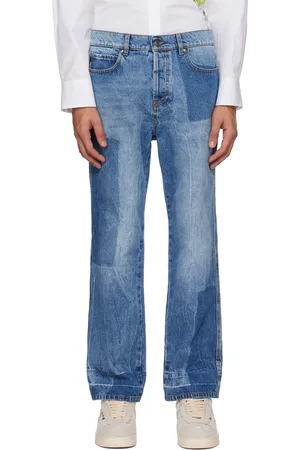 Msgm Men Jeans - Blue Reserve Patchwork Jeans
