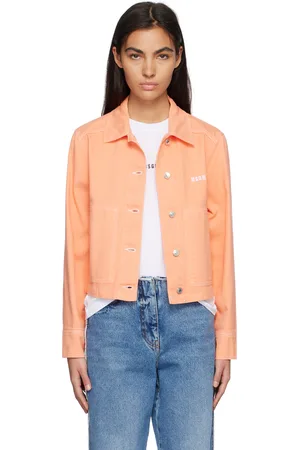 Msgm Orange Embroidered Denim Jacket