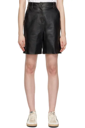 Golden Goose Black Four-Pocket Leather Shorts