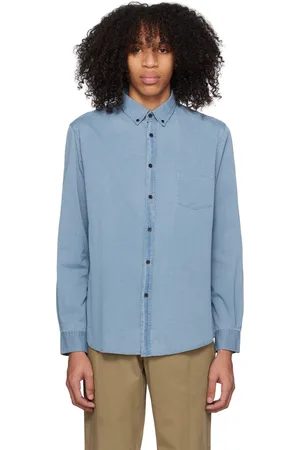 Sunspel Men Shirts - Blue Patch Pocket Shirt