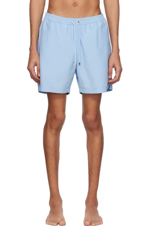 Sunspel Men Swim Shorts - Blue Drawstring Swim Shorts
