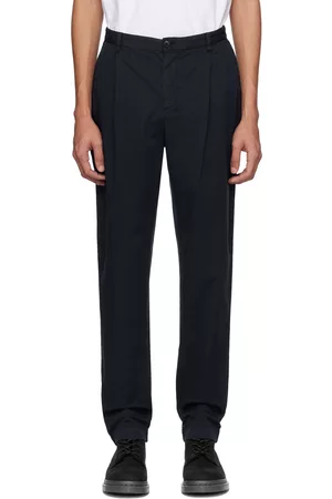 Sunspel Navy Pleated Trousers