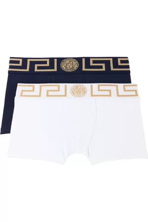 VERSACE Accessories - Two-Pack Kids Navy & White Greca Border Boxers