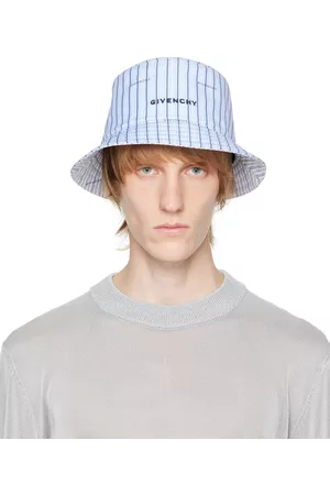 Givenchy Men Hats - Blue Striped Reversible Bucket Hat