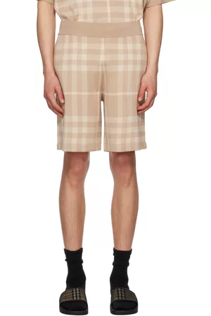 Burberry Men Shorts - Beige Check Shorts
