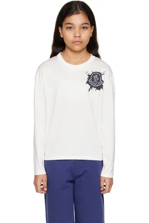 Moncler Kids White Printed Long Sleeve T-Shirt