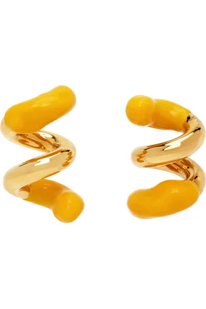 SUNNEI Gold & Orange Rubberized Fusillo Earrings
