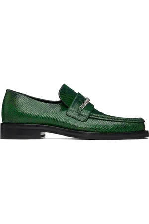 MARTINE ROSE Men Loafers - Green Square Toe Loafers