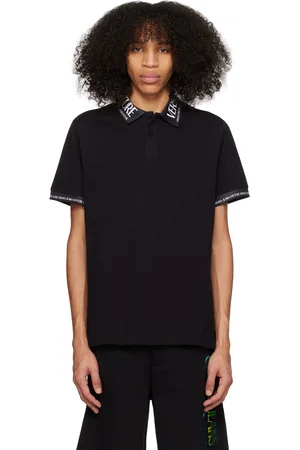 VERSACE Men Polo Shirts - Black Jacquard Polo