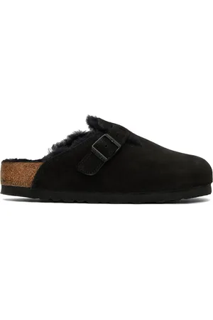 Birkenstock Men Casual Shoes - Black Boston Shearling Clogs