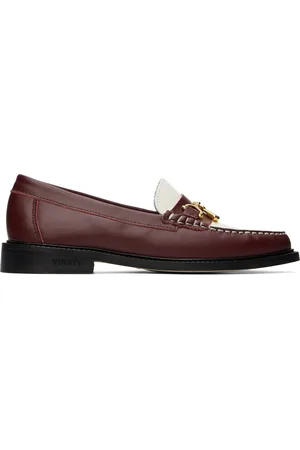 VINNY’s Burgundy & White Luxe Mocassin Snaffle Loafers