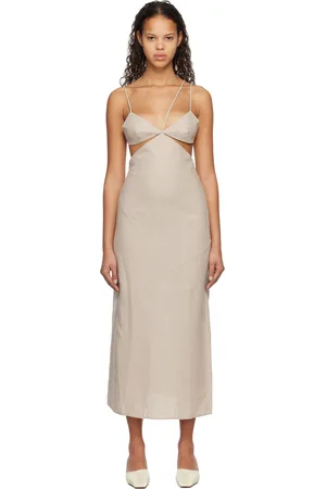 Subtle Le Nguyen Beige Cutout Maxi Dress