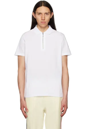 Moncler White Half-Zip Polo