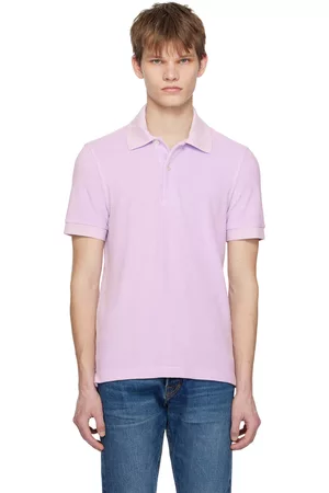 Tom Ford Men Polo Shirts - Purple Buttoned Polo