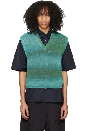 WOOYOUNGMI Green & Blue Gradient Stripe Vest