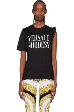 VERSACE Black 'Goddess' Rolled T-Shirt