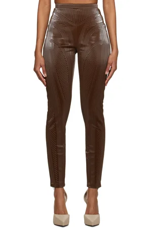 MUGLER Brown Embossed Leggings